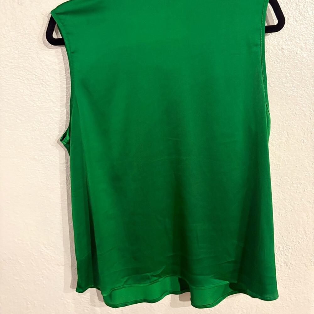 Green Satin Cowl Neck Sleeveless Blouse - Picture 3 of 3